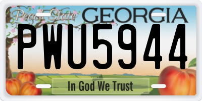 GA license plate PWU5944