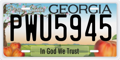GA license plate PWU5945