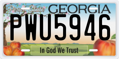 GA license plate PWU5946
