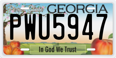 GA license plate PWU5947