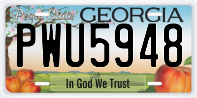 GA license plate PWU5948