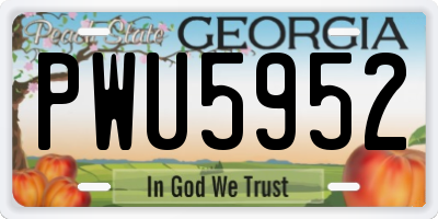 GA license plate PWU5952