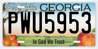 GA license plate PWU5953