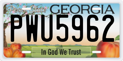 GA license plate PWU5962
