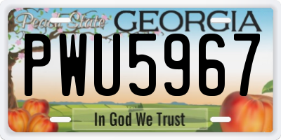 GA license plate PWU5967