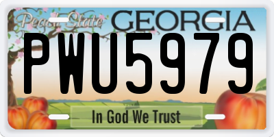 GA license plate PWU5979