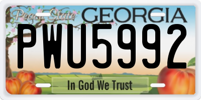 GA license plate PWU5992