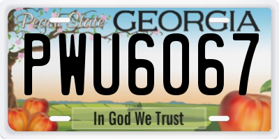 GA license plate PWU6067