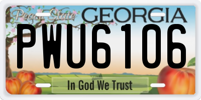 GA license plate PWU6106