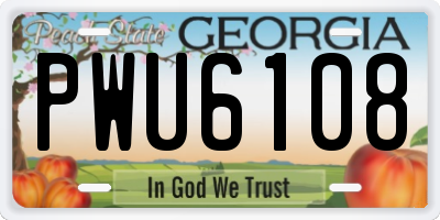 GA license plate PWU6108