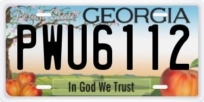 GA license plate PWU6112