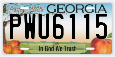 GA license plate PWU6115