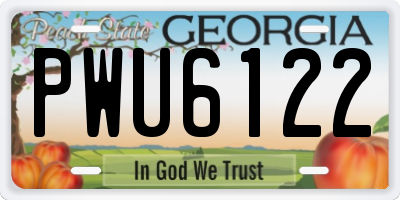 GA license plate PWU6122