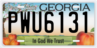GA license plate PWU6131