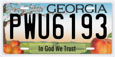GA license plate PWU6193