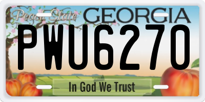 GA license plate PWU6270