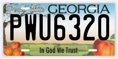 GA license plate PWU6320