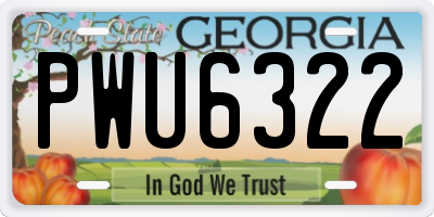 GA license plate PWU6322