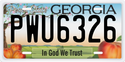 GA license plate PWU6326