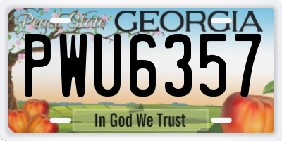 GA license plate PWU6357