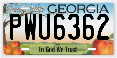 GA license plate PWU6362
