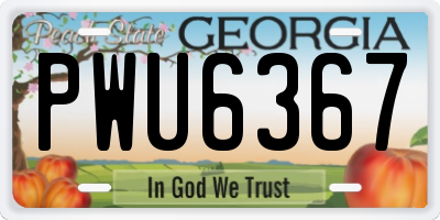 GA license plate PWU6367