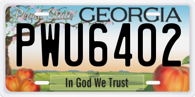 GA license plate PWU6402