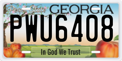 GA license plate PWU6408