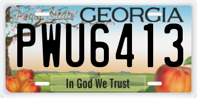 GA license plate PWU6413