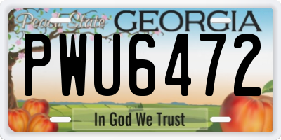 GA license plate PWU6472