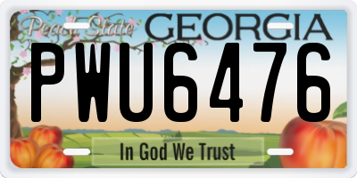 GA license plate PWU6476