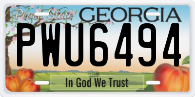 GA license plate PWU6494