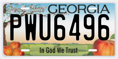GA license plate PWU6496