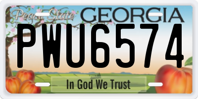 GA license plate PWU6574