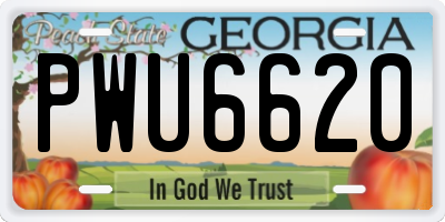 GA license plate PWU6620