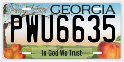 GA license plate PWU6635