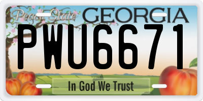 GA license plate PWU6671