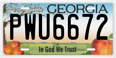 GA license plate PWU6672