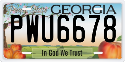 GA license plate PWU6678