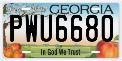 GA license plate PWU6680