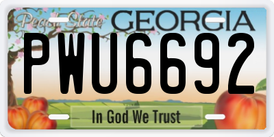 GA license plate PWU6692