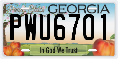 GA license plate PWU6701