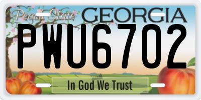GA license plate PWU6702