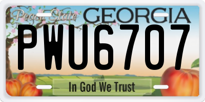 GA license plate PWU6707