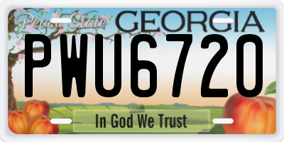 GA license plate PWU6720