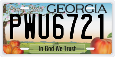 GA license plate PWU6721