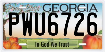 GA license plate PWU6726
