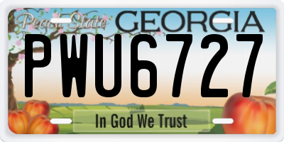 GA license plate PWU6727