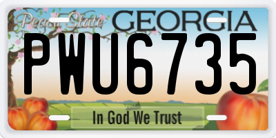GA license plate PWU6735