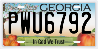 GA license plate PWU6792